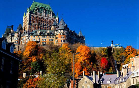 Chateau Frontenac and fall landscape, Quebec City